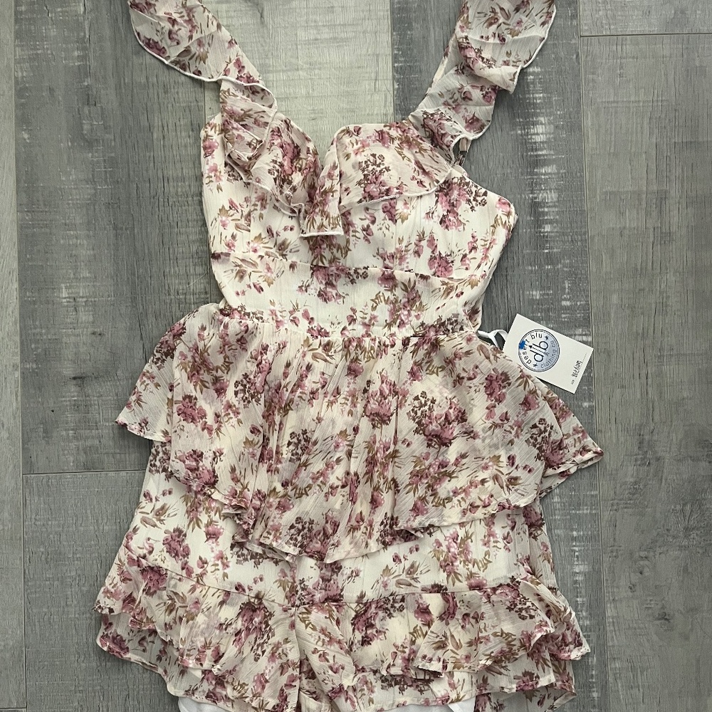 Pink Floral Romper NWT
